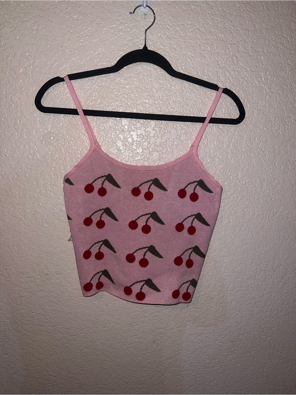 NWT Fashion Nova Pink Knit Cherry Print Cami